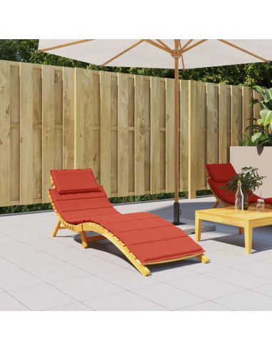 Lettino Prendisole con Cuscino Rosso Mélange 186x58x3cm Tessuto