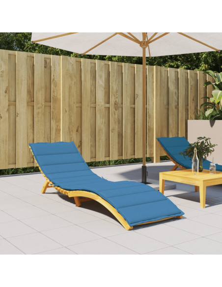 Lettino Prendisole con Cuscino Blu Mélange 200x60x4 cm Tessuto