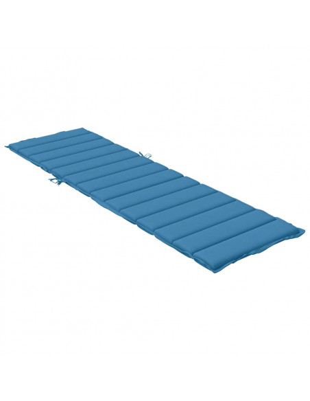 Lettino Prendisole con Cuscino Blu Mélange 200x60x4 cm Tessuto