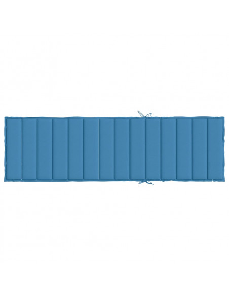 Lettino Prendisole con Cuscino Blu Mélange 200x60x4 cm Tessuto