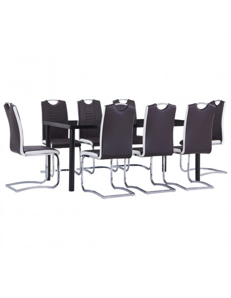 Set Sala da Pranzo 9 pz in Similpelle Marrone