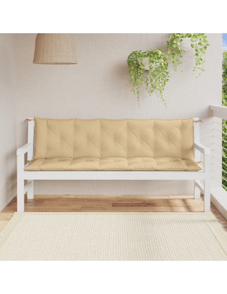 Cuscini Panca Giardino 2pz Beige Mélange 180x50x7 cm Tessuto