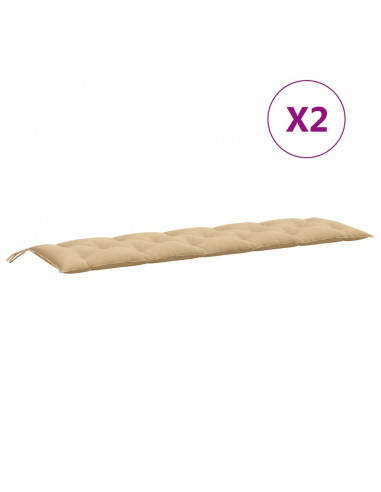Cuscini Panca Giardino 2pz Beige Mélange 180x50x7 cm Tessuto