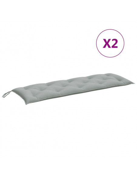 Cuscini Panca Giardino 2pz Grigio Chiaro Mélange 150x50x7 cm