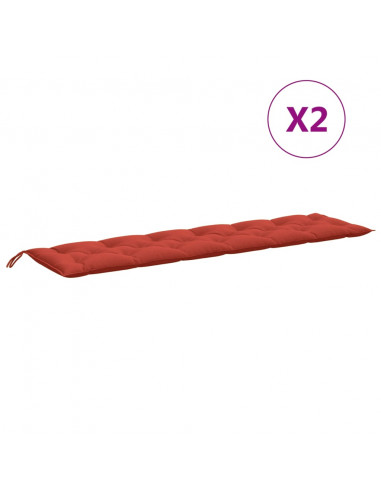 Cuscini Panca Giardino 2pz Rosso Mélange 200x50x7 cm Tessuto