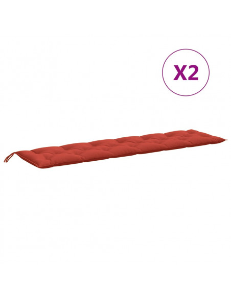 Cuscini Panca Giardino 2pz Rosso Mélange 200x50x7 cm Tessuto
