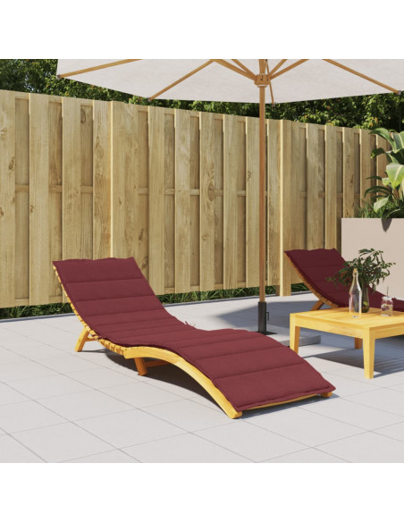 Lettino Prendisole con Cuscino Rosso Vino Mélange 200x60x4 cm