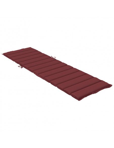 Lettino Prendisole con Cuscino Rosso Vino Mélange 200x60x4 cm