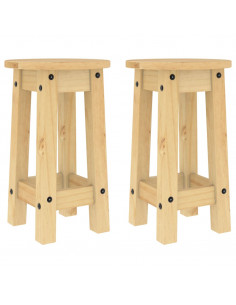 Sgabelli da Bar 2 pz in Legno Massello di Pino 2