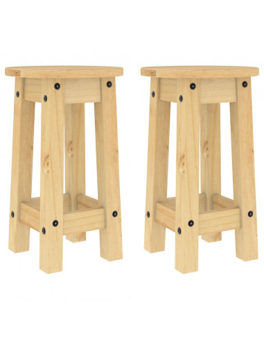 Sgabelli da Bar 2 pz in Legno Massello di Pino