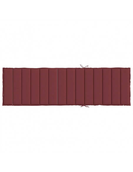 Lettino Prendisole con Cuscino Rosso Vino Mélange 200x60x4 cm