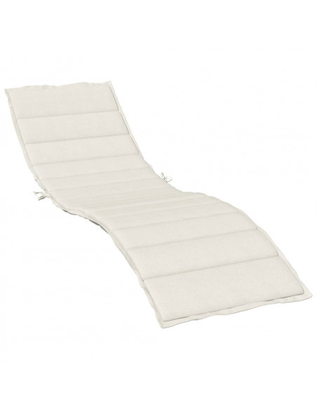 Lettino Prendisole con Cuscino Crema Mélange 200x60x4cm Tessuto
