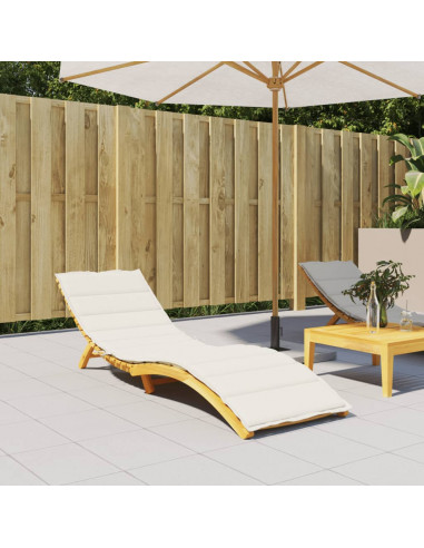 Lettino Prendisole con Cuscino Crema Mélange 200x60x4cm Tessuto