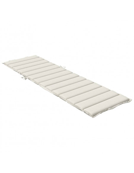 Lettino Prendisole con Cuscino Crema Mélange 200x60x4cm Tessuto