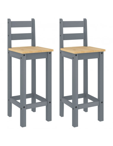 Sedie da Bar 2 pz Grigie in Legno Massello di Pino