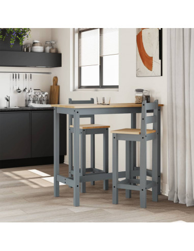 Sedie da Bar 2 pz Grigie in Legno Massello di Pino