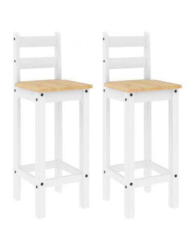 Sedie da Bar 2 pz Bianche in Legno Massello di Pino