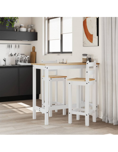 Sedie da Bar 2 pz Bianche in Legno Massello di Pino