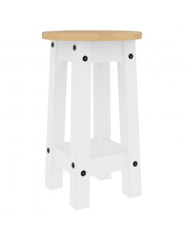 Sgabelli da Bar 2 pz Bianchi in Legno Massello di Pino