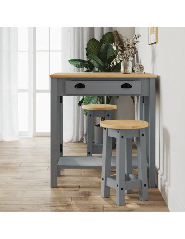 Sgabelli da Bar 2 pz Grigi in Legno Massello di Pino