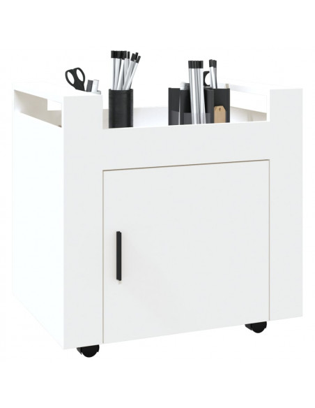 Carrello per Scrivania bianco 60x45x60 cm in Legno Multistrato
