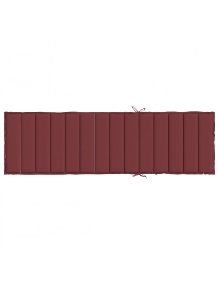 Lettino Prendisole con Cuscino Rosso Vino Mélange 200x50x4cm