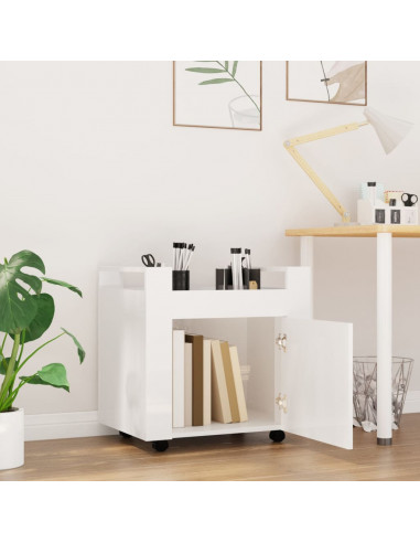 Carrello Scrivania bianco lucido 60x45x60 cm Legno Multistrato