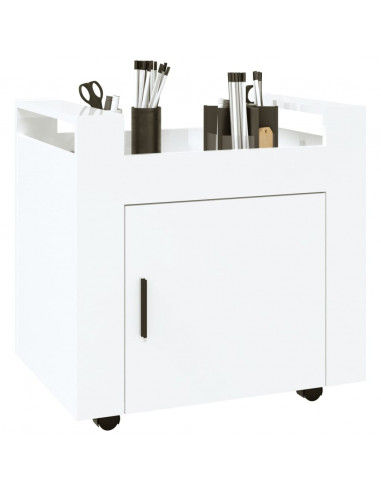 Carrello Scrivania bianco lucido 60x45x60 cm Legno Multistrato