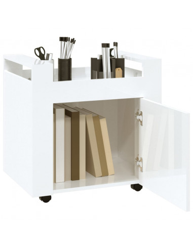 Carrello Scrivania bianco lucido 60x45x60 cm Legno Multistrato