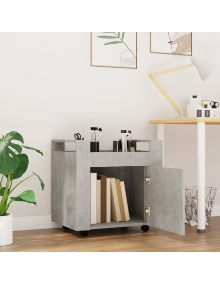 Carrello Scrivania Grigio cemento 60x45x60 cm Legno Multistrato