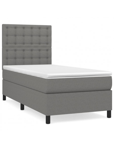 Giroletto a Molle con Materasso Grigio Scuro 80x200 cm Tessuto