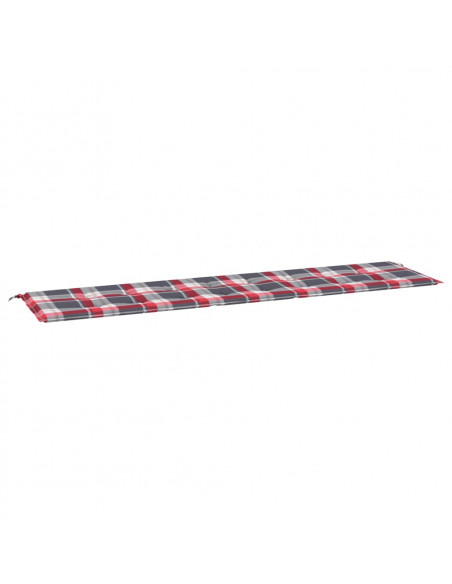 Cuscino per Panca a Quadri Rossi 200x50x3cm Tessuto Oxford
