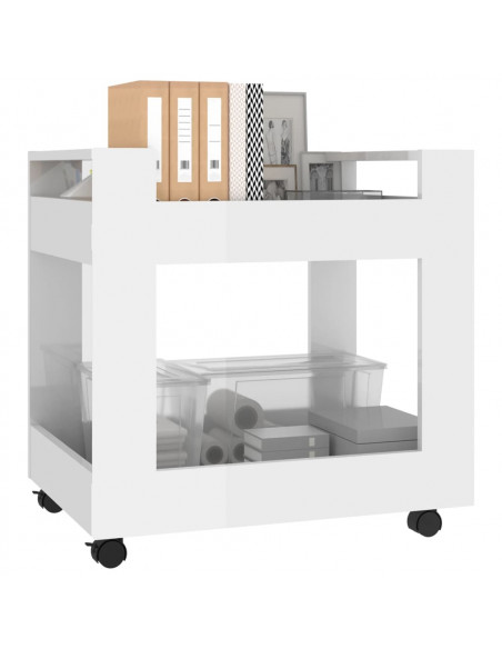 Carrello Scrivania bianco lucido 60x45x60 cm Legno Multistrato