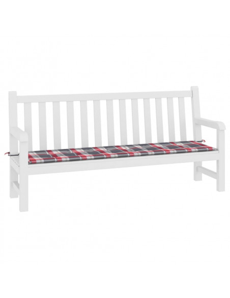 Cuscino per Panca a Quadri Rossi 200x50x3cm Tessuto Oxford