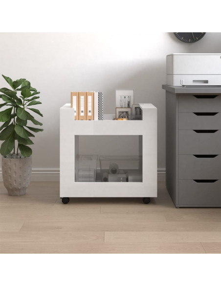 Carrello Scrivania bianco lucido 60x45x60 cm Legno Multistrato