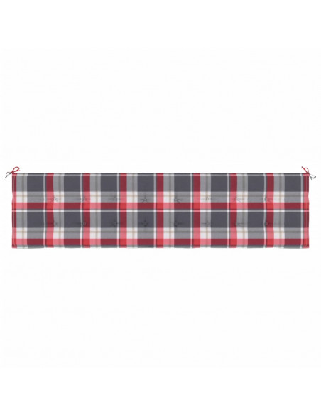 Cuscino per Panca a Quadri Rossi 200x50x3cm Tessuto Oxford