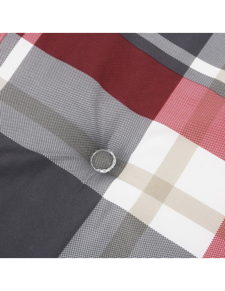 Cuscino per Panca a Quadri Rossi 200x50x3cm Tessuto Oxford