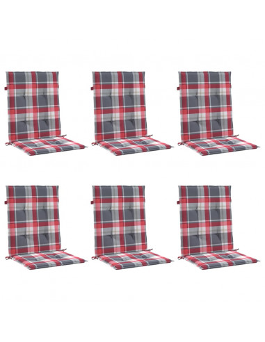 Cuscini per Sedia 6 pz a Quadri Rossi 100x50x3cm Tessuto Oxford