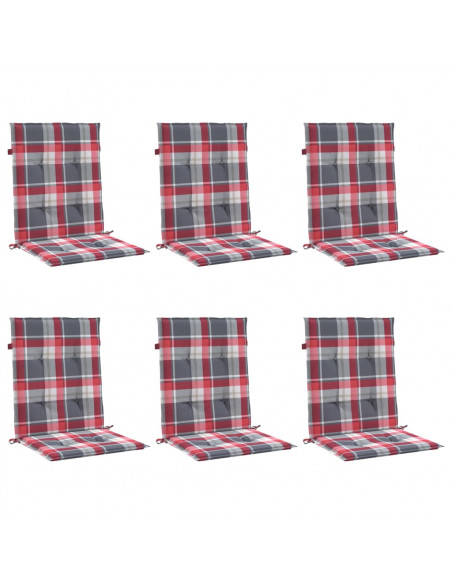 Cuscini per Sedia 6 pz a Quadri Rossi 100x50x3cm Tessuto Oxford