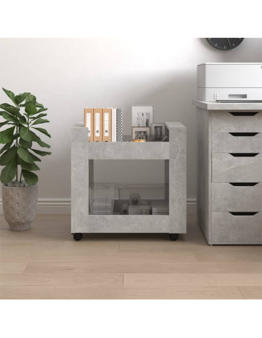 Carrello Scrivania Grigio cemento 60x45x60 cm Legno Multistrato
