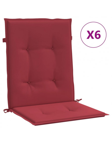 Cuscini per Sedia 6 pz Rosso Vino 100x50x3 cm in Tessuto