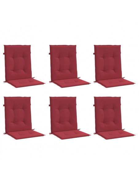 Cuscini per Sedia 6 pz Rosso Vino 100x50x3 cm in Tessuto
