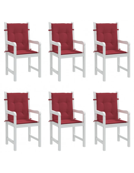 Cuscini per Sedia 6 pz Rosso Vino 100x50x3 cm in Tessuto