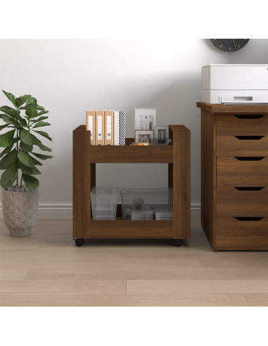 Carrello Scrivania Rovere Marrone 60x45x60 cm Legno Multistrato