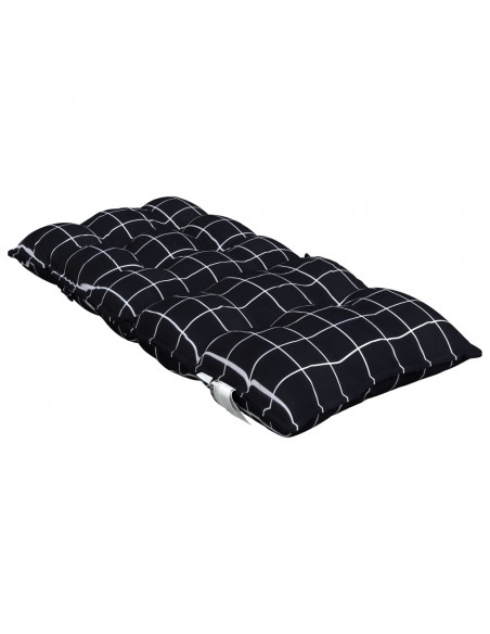 Cuscini Sedia Schienale Basso 6 pz Quadri Nero Tessuto Oxford