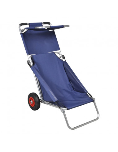 Carrello per la Spiaggia con Ruote Portatile Pieghevole Blu