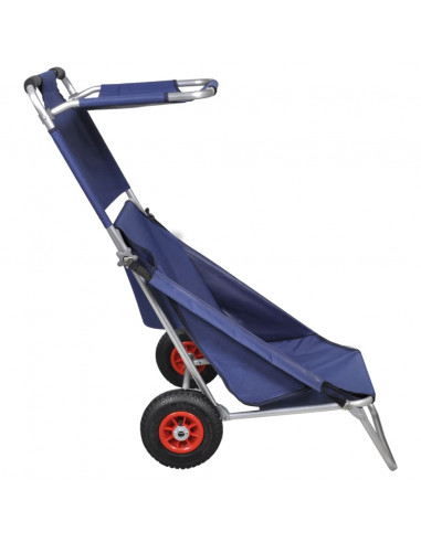 Carrello per la Spiaggia con Ruote Portatile Pieghevole Blu