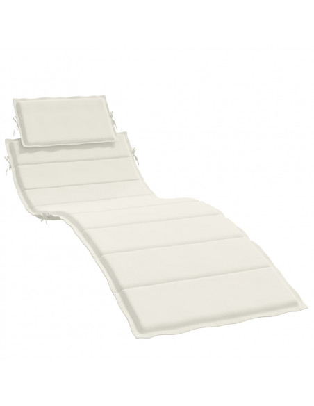 Lettino Prendisole con Cuscino Crema Mélange 186x58x3cm Tessuto