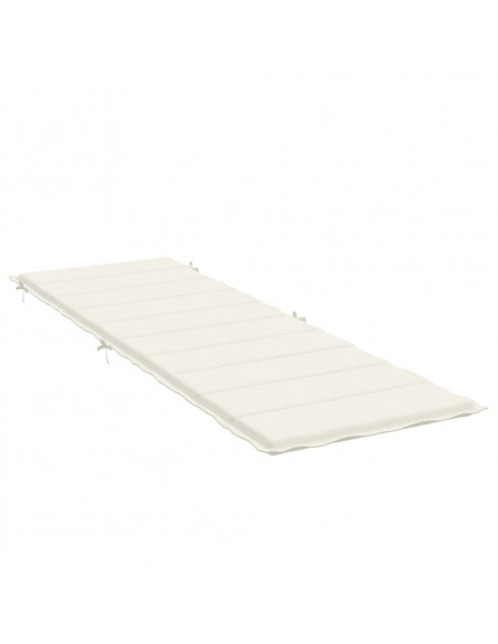 Lettino Prendisole con Cuscino Crema Mélange 186x58x3cm Tessuto
