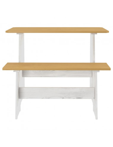 Set da Pranzo 3pz REINE Marrone Miele e Bianco in Legno di Pino